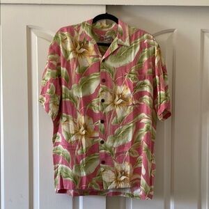 THE HAWAIIAN.Floral Pink and Green Men's Shirt. Size L